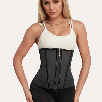 Waist Trainer For Women Latex Sport Underbust Steel Boned Corset Shapewear With Zipper Hook Shapewear Double Control Body Shaper Workout Fajas Colombianas Moldeadoras Stomach Strapless Shapewear
