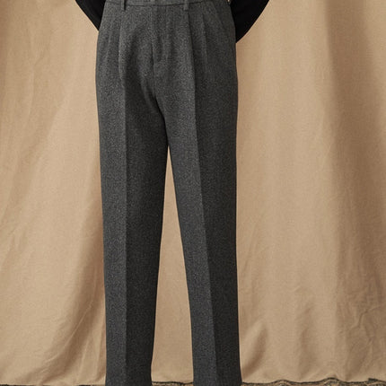 Winter Thickened Sanded Fabric Micro Straight Commute Leisure Suit Pants