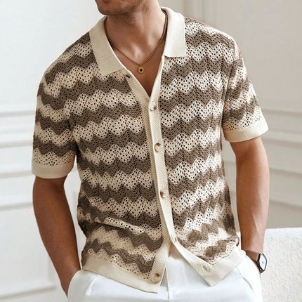 American-style Hollow Jacquard Corrugated Sweater