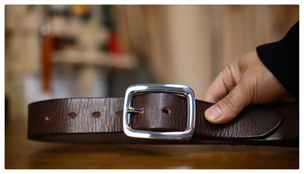 Retro Thick Pure Steel Hand-rub Color Men's Belt