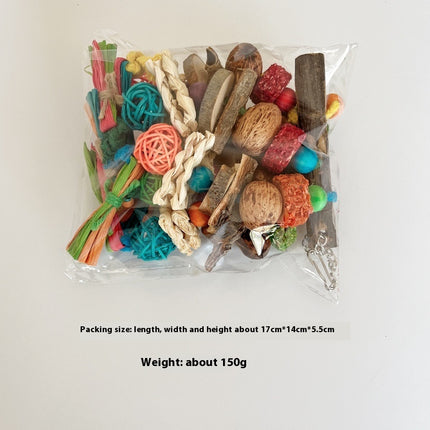 Parrot Toy Bird Decompression Relieving Stuffy Natural Material Tearing Toy Color String Combination