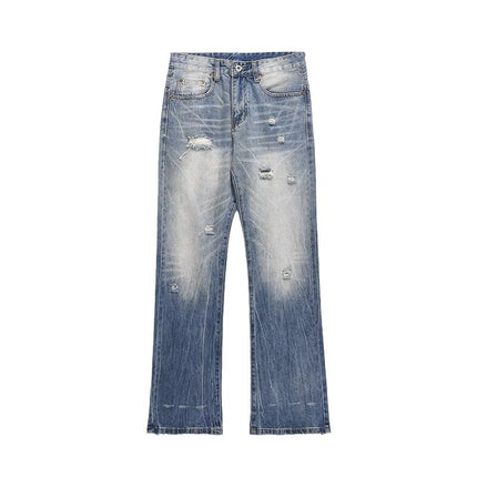 Washed Light Blue Ripped Jeans For Men