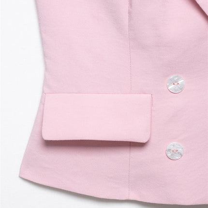 Women's Double Breasted Hanging Collar Vest Wide Back Pants