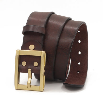 Cargo Jeans Belt Vintage Men's First Layer Cowhide Vegetable