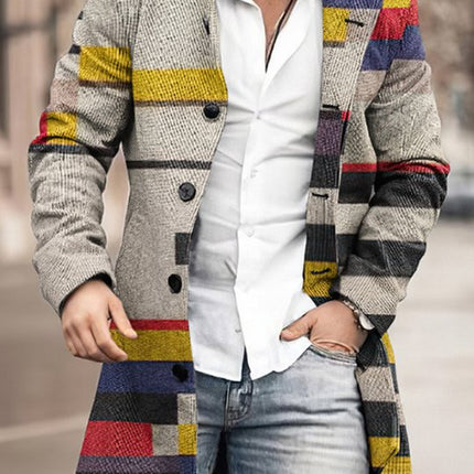 Men's Woolen Stand Collar Mid-length Trench Coat