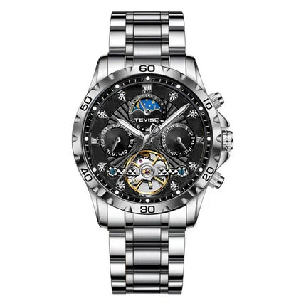 Fashion Business Men's Waterproof Tourbillon Steel Belt Mechanical Watch