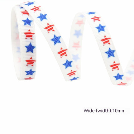 Stars And Stripes Ribbon Dovetail Bowknot Hair Ring Double Stitching Dovetail Ribbon