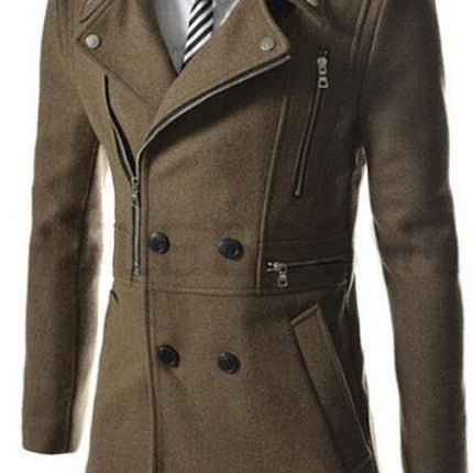 Fashion Multi Zipper Fitted Trench Coat