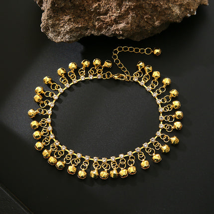 Hawaii Beach Ethnic Retro Gold Silver Alloy Bell Tassel Anklet
