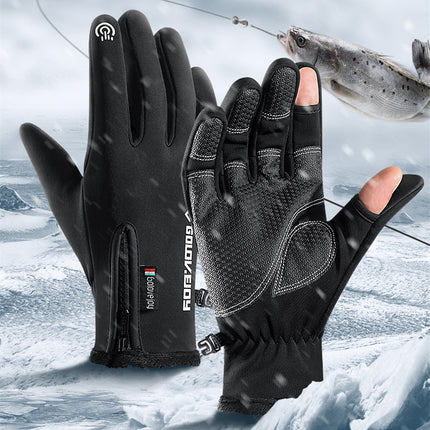 Men's Outdoor Windproof Zipper Touch Screen Gloves