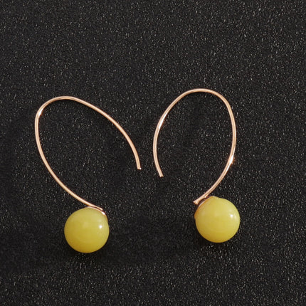 Decoration Design Development Copper Ear Hook Personality Simple Natural Stone Inlaid All-match Earrings