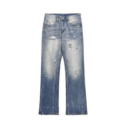 Washed Light Blue Ripped Jeans For Men