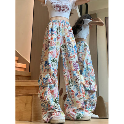 Women's Colorful Graffiti Printing Overalls