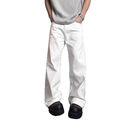 High-grade Loose Straight Wide Leg American High Street White Jeans Men