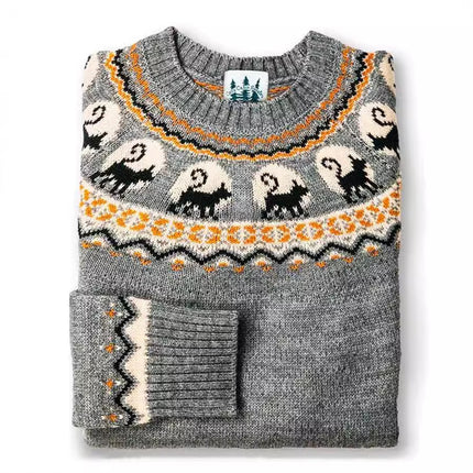 Women's Simple Loose Digital Printed Round Neck Sweater