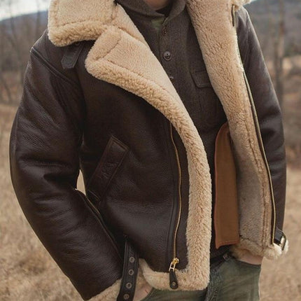 Men's Fashion One-piece Thickened Furry Jacket