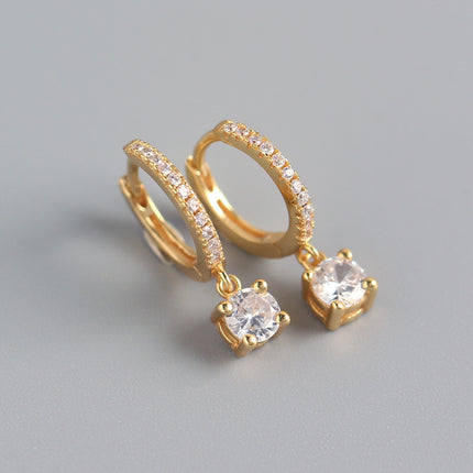 Female S925 Sterling Silver INS Style Rhinestone Earrings