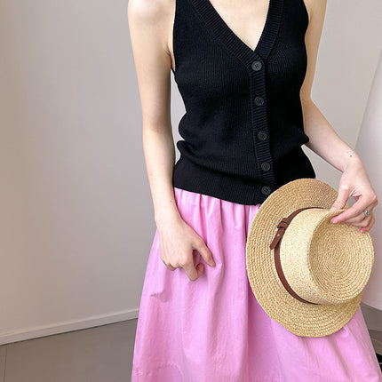 Korean Style Loose V-neck Sleeveless Knitwear