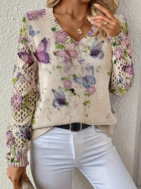Printed Casual Cape Coat Cardigan Sweater
