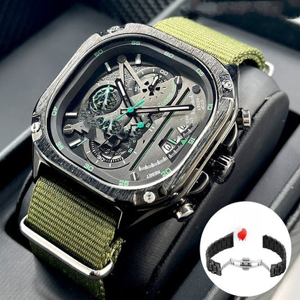 Fashion Square Watch Multi-functional Trendy All-match Good-looking Luminous Quartz