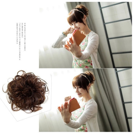 Europe, Japan, and South Korea popular hair bun fluffy natural drawstring curly hair ball head hair ring hair set female hair accessories chemical fiber hair