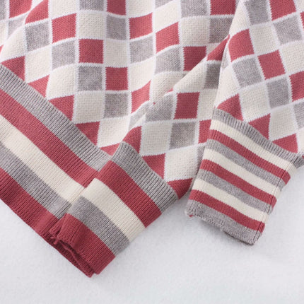 Women's slim T-shirt with diamond lattice sweater