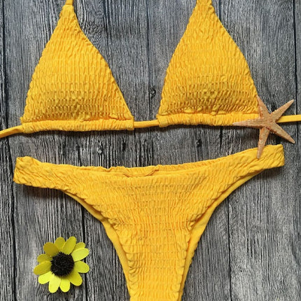 Swimsuit sexy pleated triangle bikini