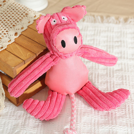 New Pet Dog Plush Sounding Cartoon Cow Cartoon Pig Animal, Bite-resistant Pet Toys