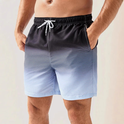 Men's Versatile Casual 3D Printed Striped Shorts