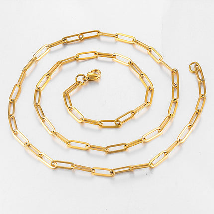 18k Gold Stainless Steel Paper Clip Clavicle Necklace Female 0 Word Chain All-match
