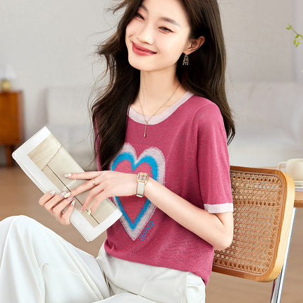 Fashion Love T-shirt Under Shirt Lightweight Breathable Short Top