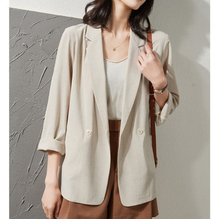 Thin Style In Beige Sun-proof All-matching Loose Breathable Suit Top