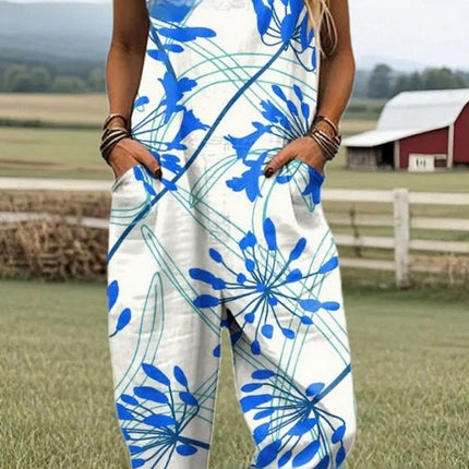 Strap Positioning Printed Jumpsuit Women's Clothing