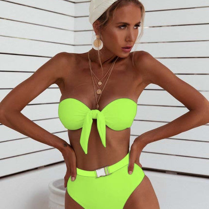 Metal buckle split swimsuit bikini