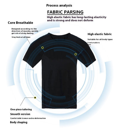 Men's Belly Contracting Chest Cover Sports Workout Bottoming Short Sleeve