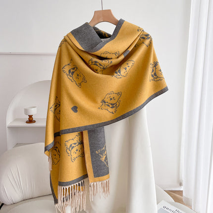 Warm Scarf Fashionable Outerwear Sweet Cute Double-sided Shawl