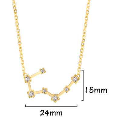 A Stainless Steel Necklace With Diamond-encrusted Pendant For The Twelve Zodiac Signs