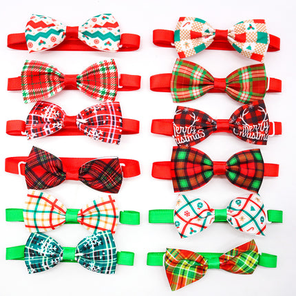 Christmas Plaid Striped Bow Tie Dog Cat One-word Bow Tie Multiple Colors