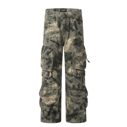 Mountain Outdoor Multi-pocket Workwear Tie-dye Camouflage Pants Men