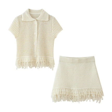 Plaid Lapel Knitted Coat Knitted High Waist