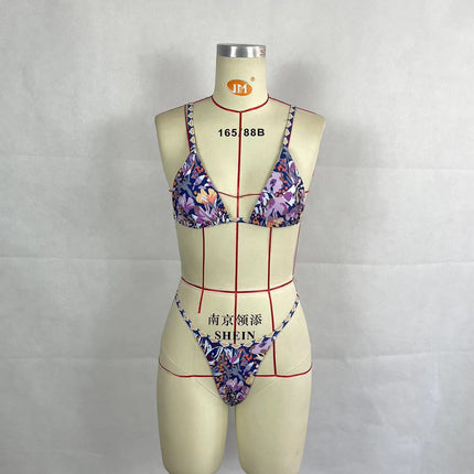 Women's Holiday Floral Print Bikini Swimsuit Suit