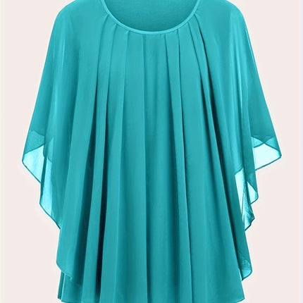 European And American Plus Size Women's Clothes New Belly-covering Slimming Loose Solid Color Short Sleeve