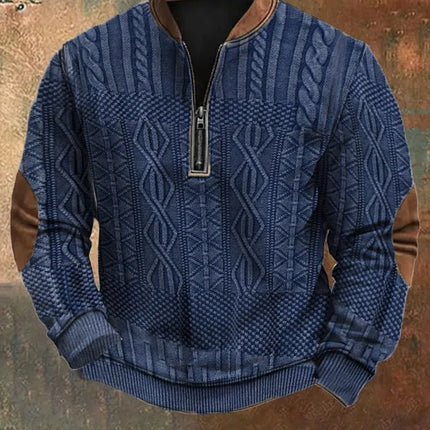 Autumn And Winter Printed Half Zipper Sweater With Buckle