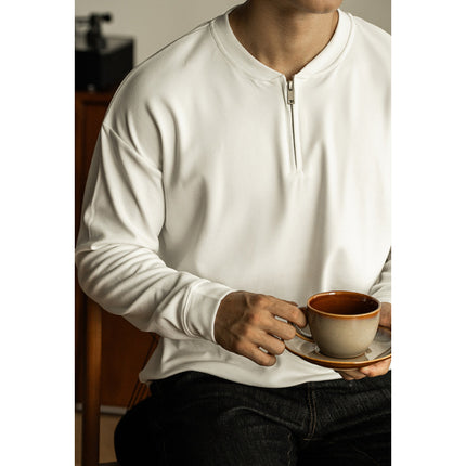 Half Long-sleeve Zipper T-shirt Men's Casual Bottoming Shirt