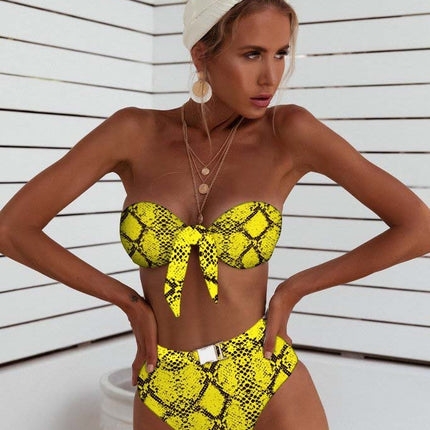 Metal buckle split swimsuit bikini