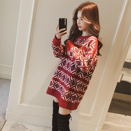 Pullover skirt women's long-sleeved sweater