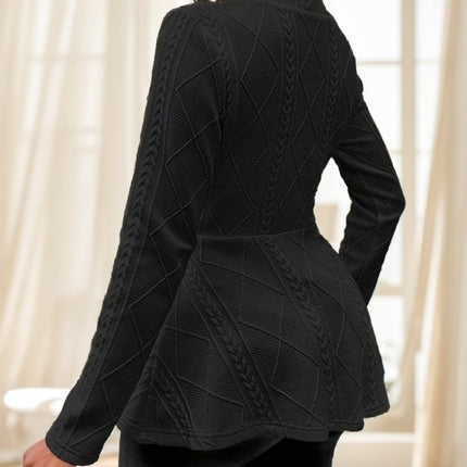 Solid Color Textured Single Button Jacket