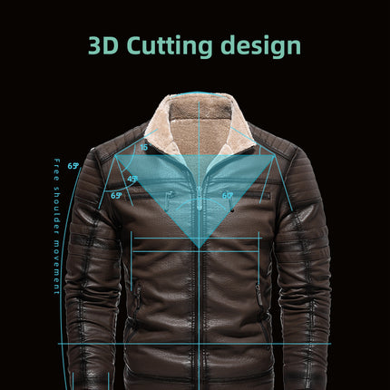 Leather Thickened Artificial Leather Plush Warm Jacket