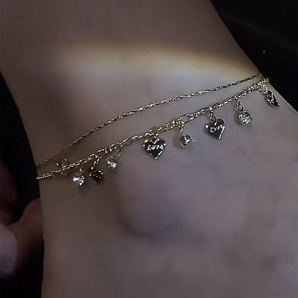 Love Double Layer  Anklet Versatile Adjustable