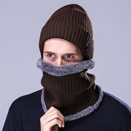 Men's Outdoor Knitted Hat Cold Neck Protection Two-piece Set